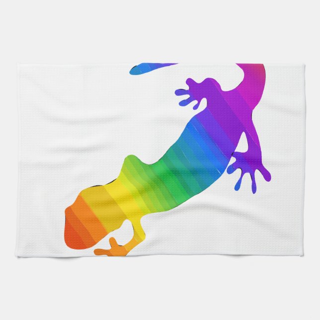 Rainbow Striped Salamander Kitchen Towel (Horizontal)