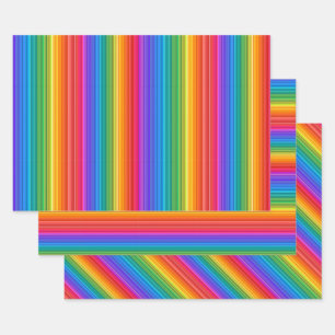 Rainbow Stripes Abstract Wrapping Paper Sets