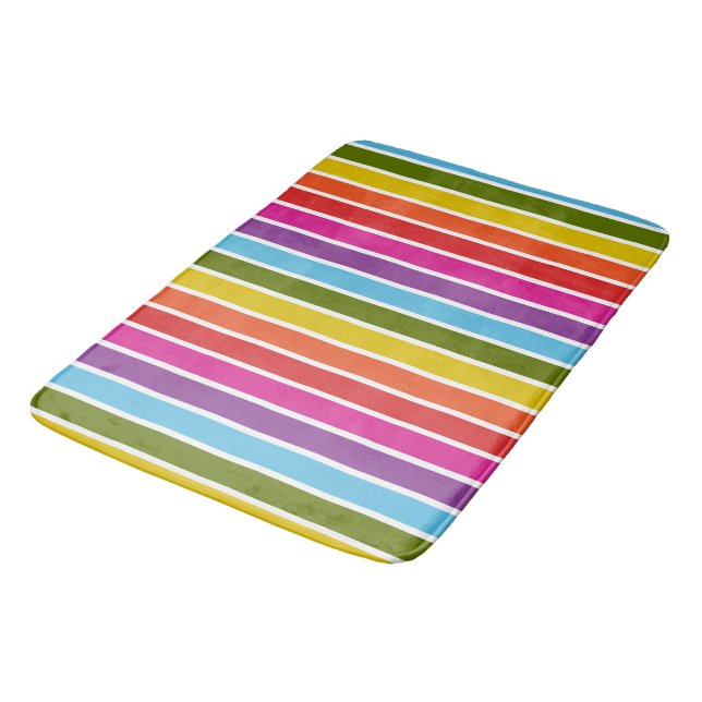 Rainbow Stripes Bath Mat (Angled)