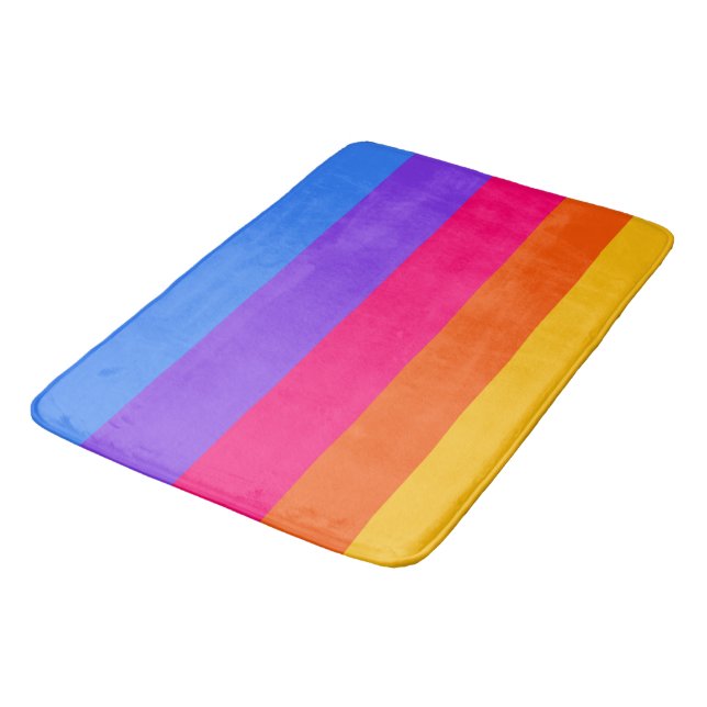 Rainbow Stripes Bath Mat (Angled)