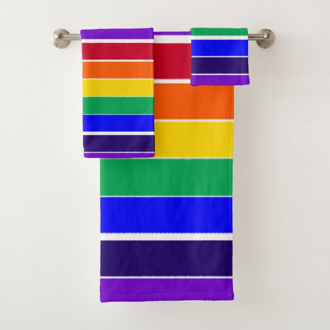 Rainbow Stripes  Bath Towel Set (Insitu)