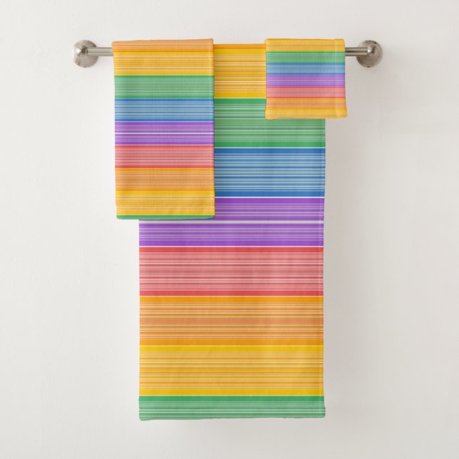 Rainbow Stripes Bath Towel Set (Insitu)