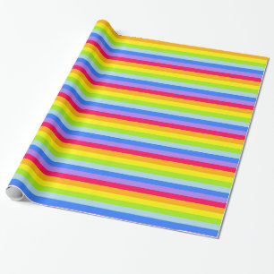 Rainbow stripes bright coloured patterned wrap wrapping paper