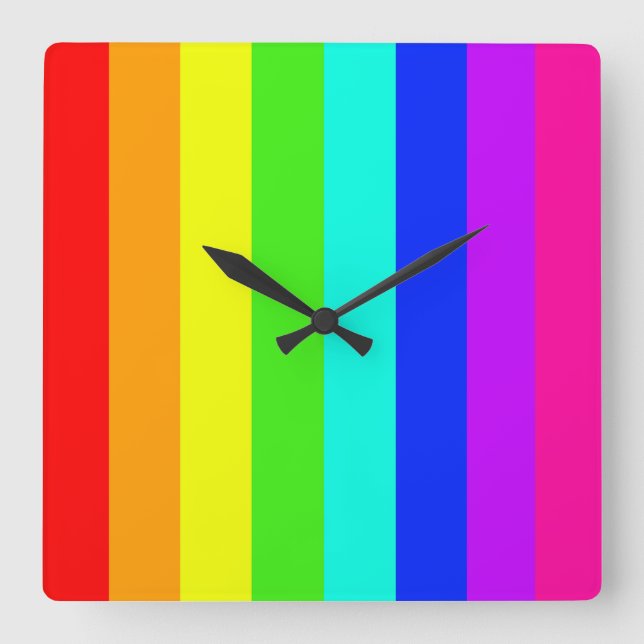 rainbow stripes colorful bars square wall clock (Front)
