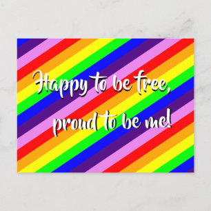 Rainbow Stripes Colourful Pride Happy Proud Quote Postcard
