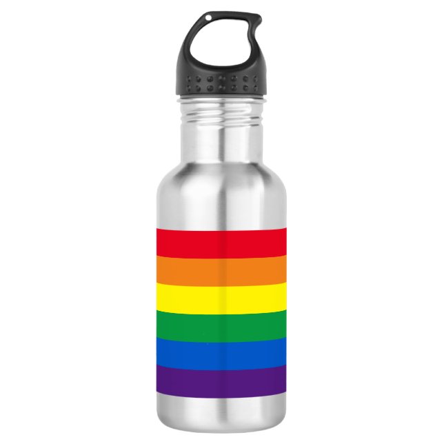 Rainbow stripes colours Lgbt gay flag 532 Ml Water Bottle (Front)