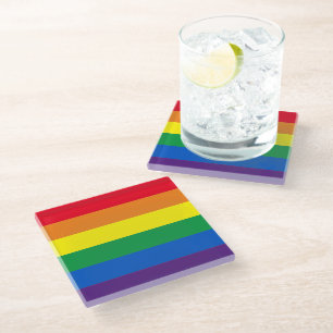 Rainbow stripes colours Lgbt gay flag Glass Coaster
