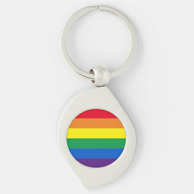 Rainbow stripes colours Lgbt gay flag Keychain (Front)
