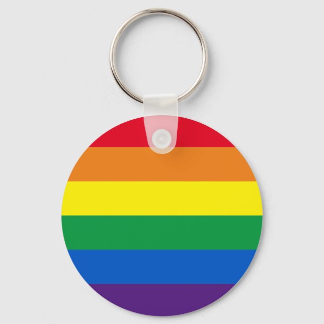 Rainbow stripes colours Lgbt gay flag Keychain (Front)