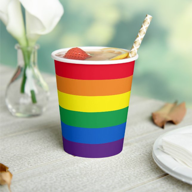 Rainbow stripes colours Lgbt gay flag Paper Cups (Insitu)