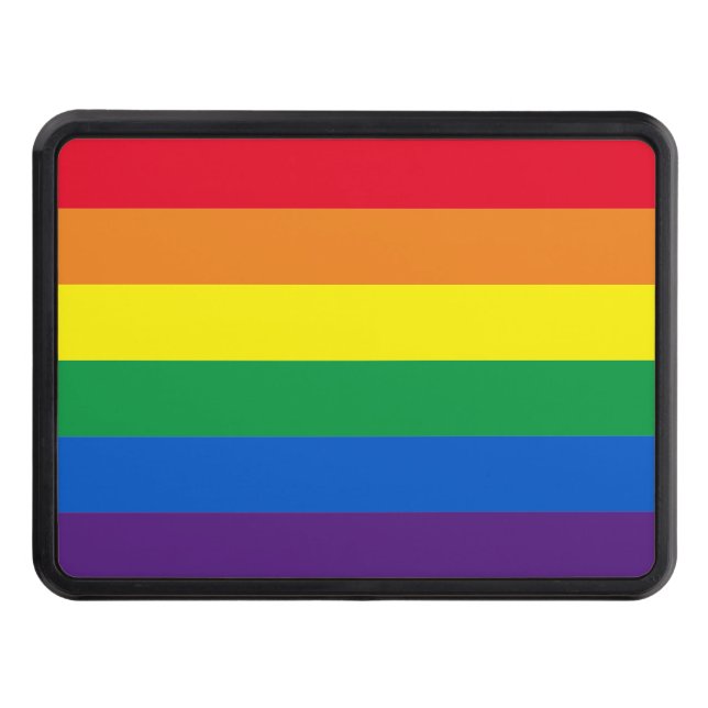 Rainbow stripes colours Lgbt Lgbtq gay flag Trailer Hitch Cover (Front)