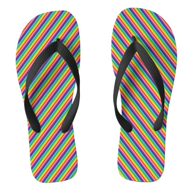 Rainbow stripes colours oblique pattern modern  flip flops (Footbed)