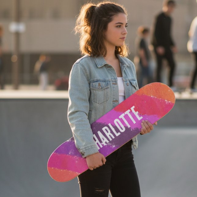 Rainbow Stripes Custom Personalized Name  Skateboard (Creator Uploaded)