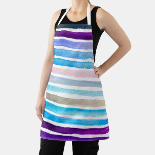 Rainbow stripes cute watercolor apron