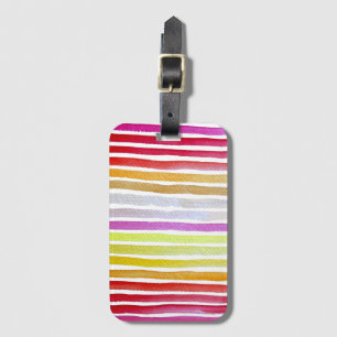 Rainbow stripes cute watercolor luggage tag