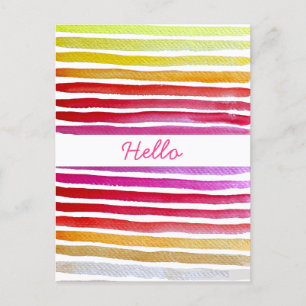 Rainbow stripes cute watercolor postcard