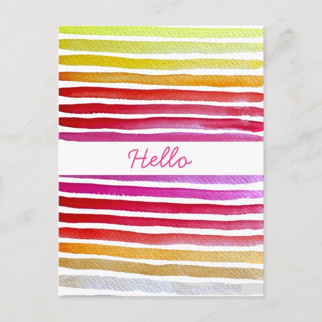 Rainbow stripes cute watercolor postcard (Front)