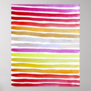 Rainbow stripes cute watercolor poster