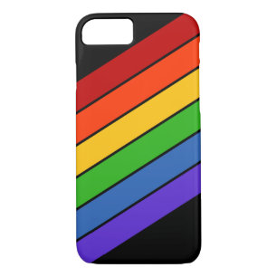 Rainbow Stripes Diagonal Black Case-Mate iPhone Case