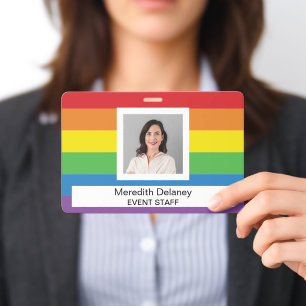 Rainbow Stripes Employee Staff Photo Event Badge