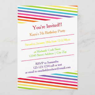 Rainbow Stripes fête d'anniversaire - Invitation