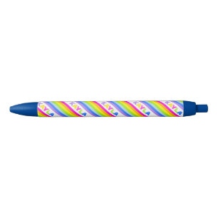 Rainbow stripes five letter name  black ink pen