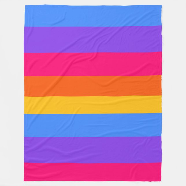 Rainbow Stripes Fleece Blanket (Front)