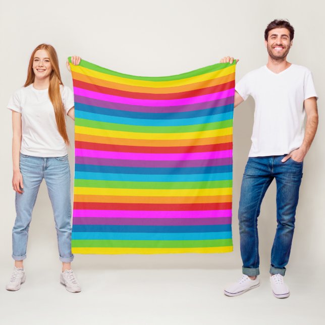 Rainbow Stripes Fleece Blanket (In Situ)