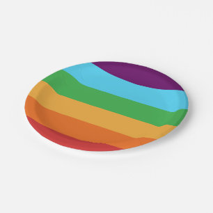 Rainbow Stripes Fun Bright Candy Birthday Party Paper Plate