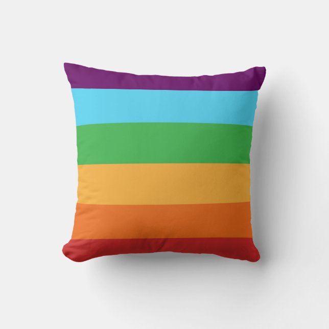 Rainbow Stripes Fun Bright Happy Candy Stripe Throw Pillow (Front)