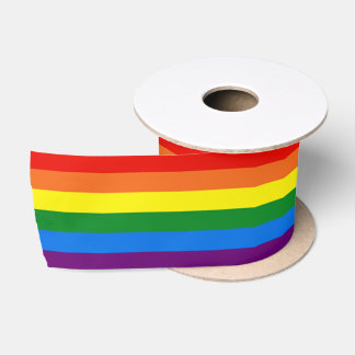 Rainbow Stripes Gay Pride LGBT Support Satin Ribbon