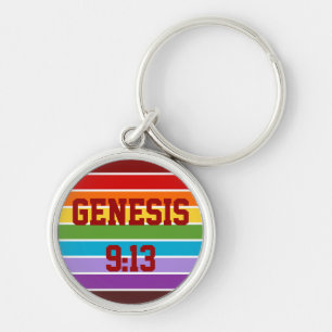 Rainbow Stripes, Genesis 9:13 Keychain
