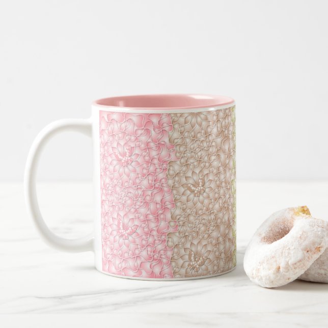 Rainbow Stripes Glitter  Two-Tone Coffee Mug (With Donut)