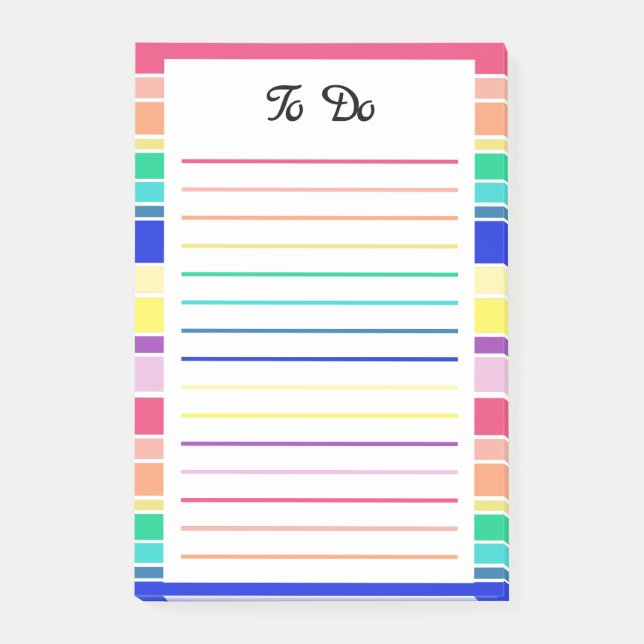Rainbow Stripes Happy Colourful Post-it Notes (Front)