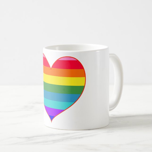 Rainbow Stripes Heart Coffee Mug (Front Right)