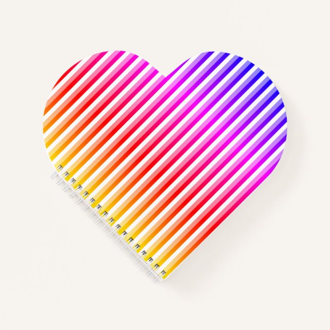 Rainbow Stripes Heart Notebook (Front)