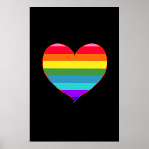 Rainbow Stripes Heart  Poster