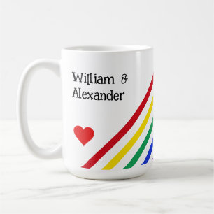 Rainbow Stripes Hearts Names Customized Love Mug