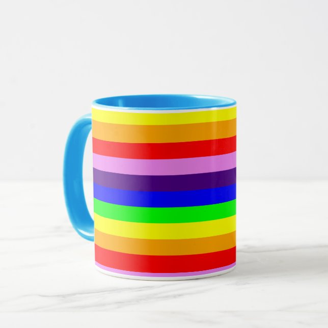 Rainbow Stripes Horizontal Classic Bright Mug (Front Left)