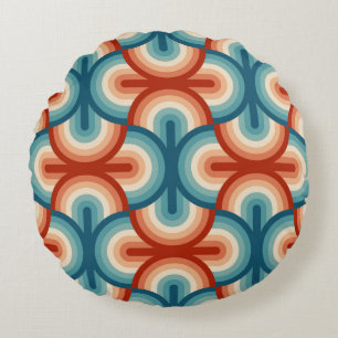 Rainbow stripes illustration pattern round pillow