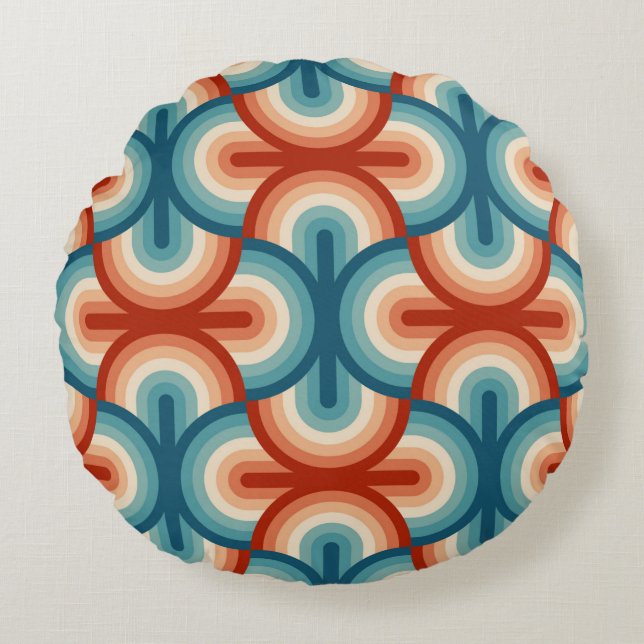 Rainbow stripes illustration pattern round pillow (Front)