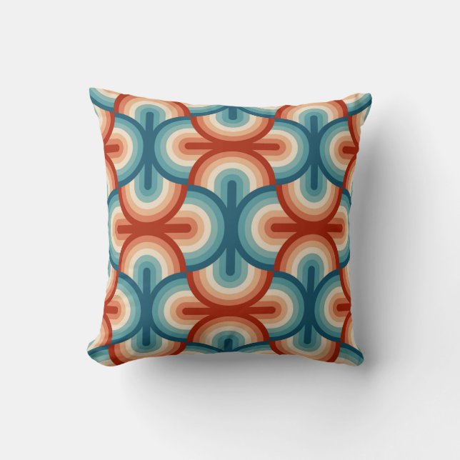 Rainbow stripes illustration pattern throw pillow (Front)