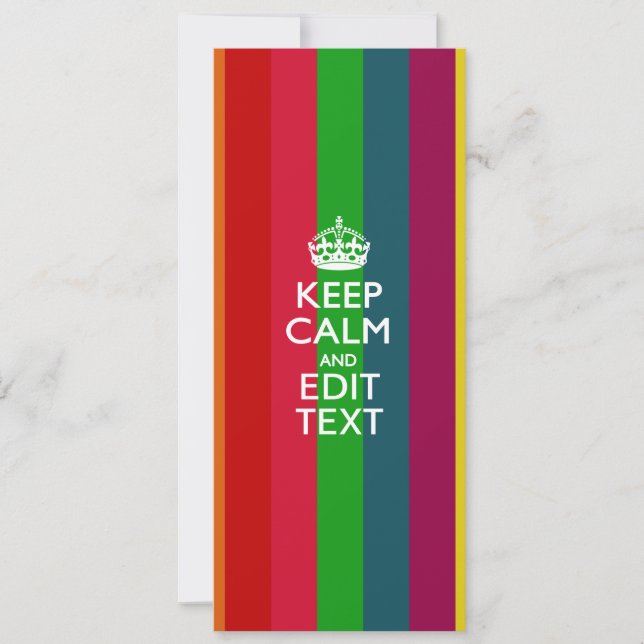 Rainbow Stripes Keep Calm And Your Text Customize (Front)