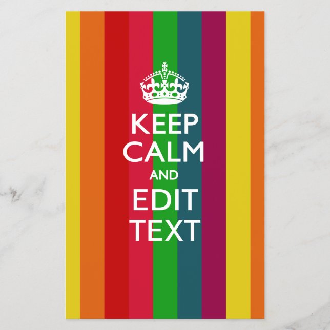 Rainbow Stripes Keep Calm And Your Text Customize Flyer (Front)
