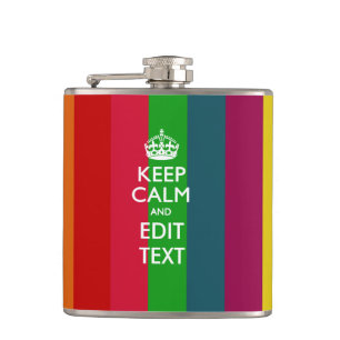 Rainbow Stripes Keep Calm And Your Text Customize Hip Flask