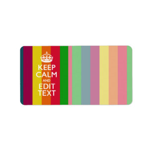 Rainbow Stripes Keep Calm And Your Text Customize Label