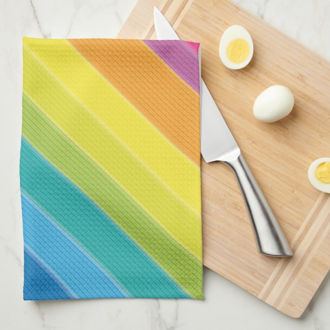 Rainbow Stripes Kitchen Towel (Quarter Fold)