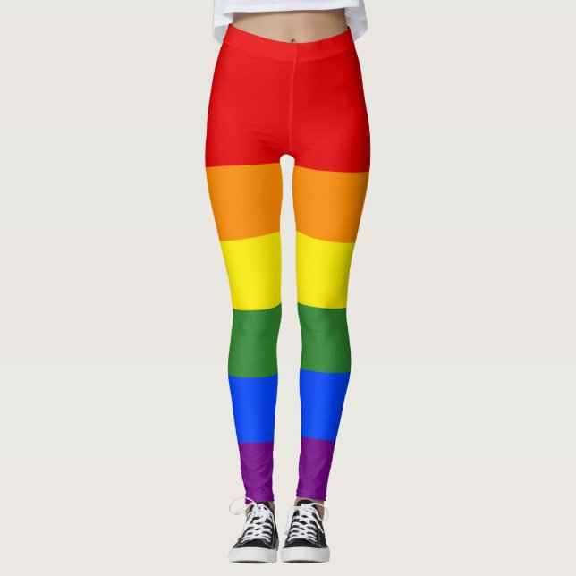 Rainbow Stripes LGBT Pride Leggings (Front)