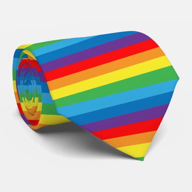 Rainbow Stripes LGBTQ Pattern Tie (Rolled)