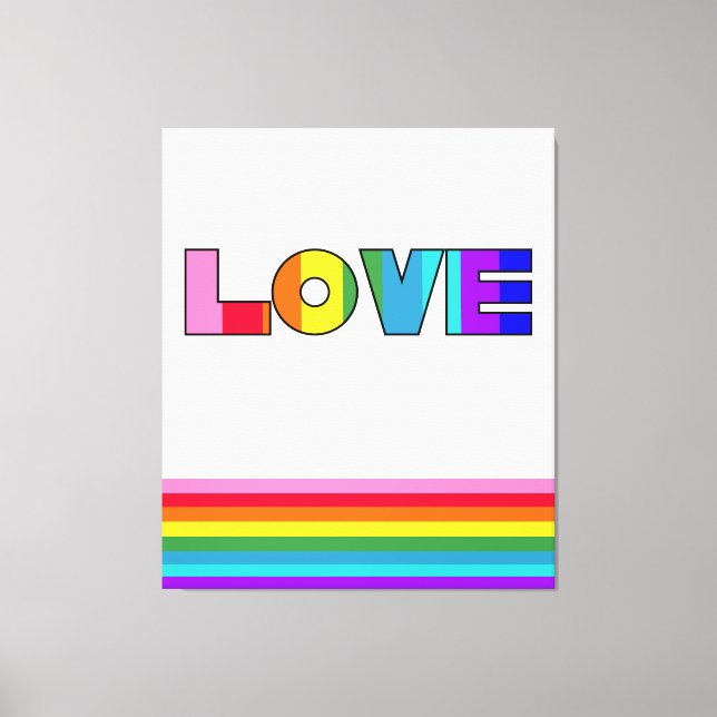 Rainbow Stripes Love Canvas Print (Front)